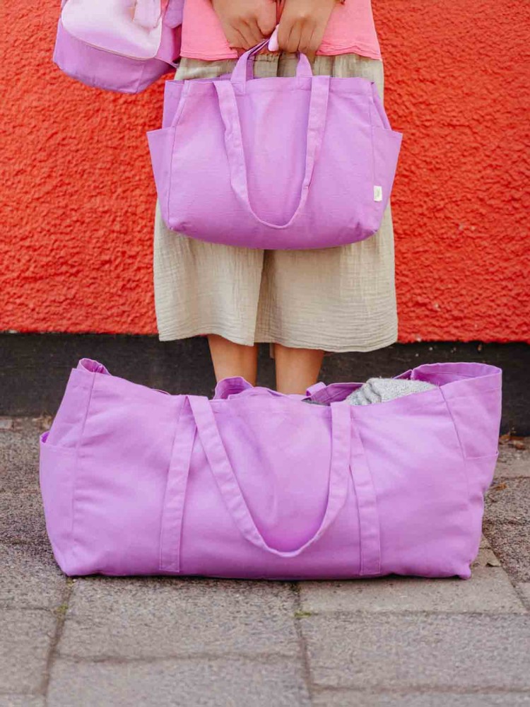 Stor canvas taske (62 x 34 cm) - Lilla - Billede 2