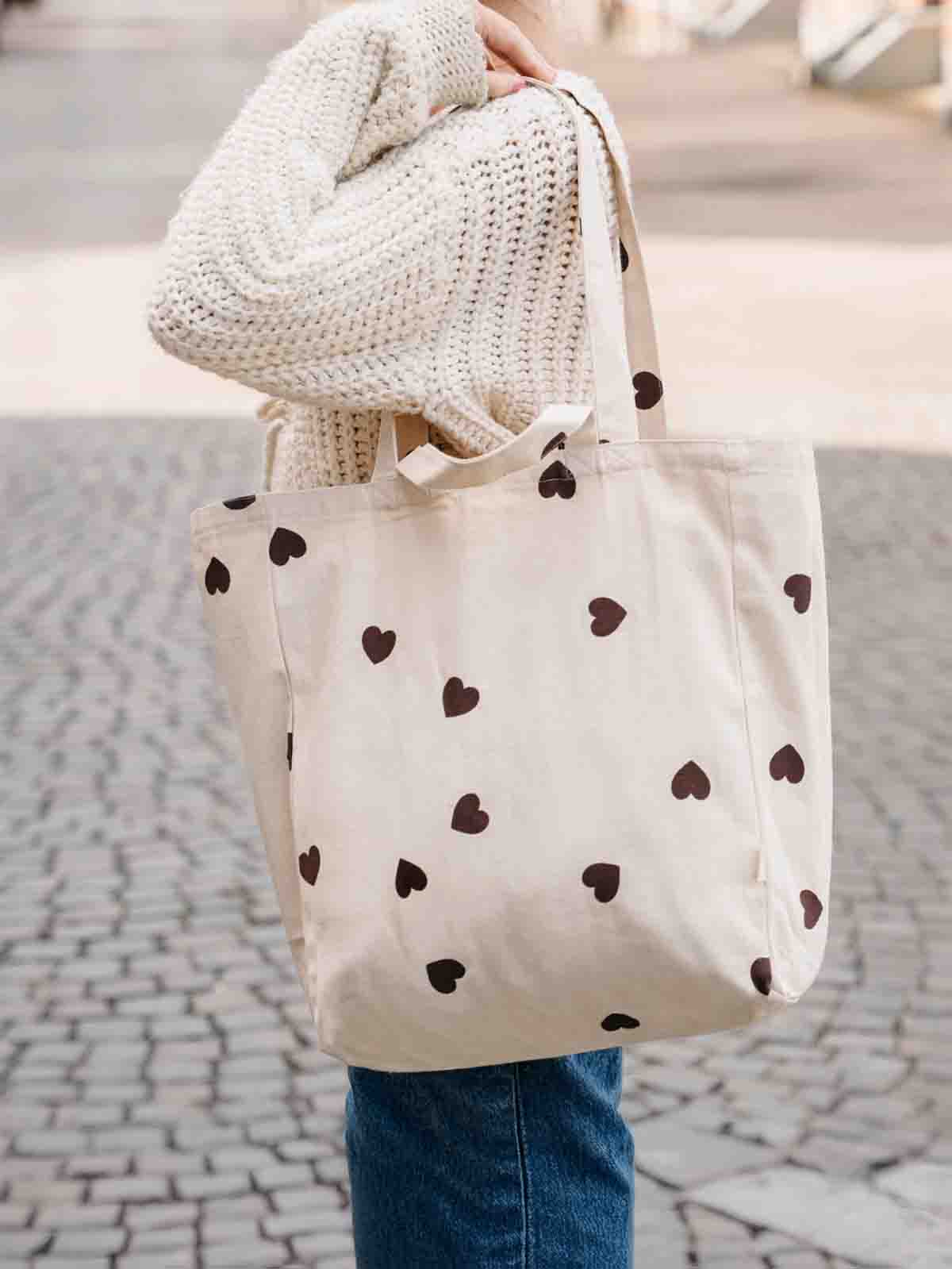 Alternative view of Canvas "Totebag" (40 x 37 cm) - Brune hjerter