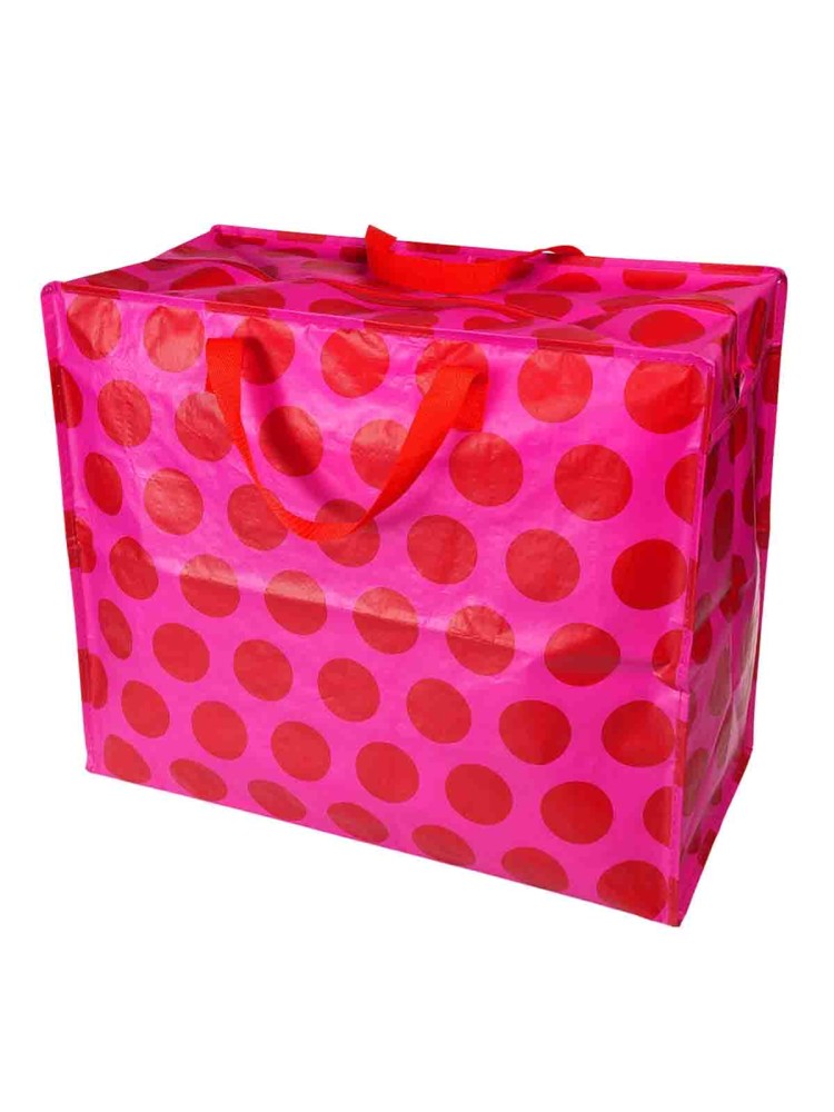 Jumbo opbevaringspose 78 liter - Pink og røde prikker - Billede 2