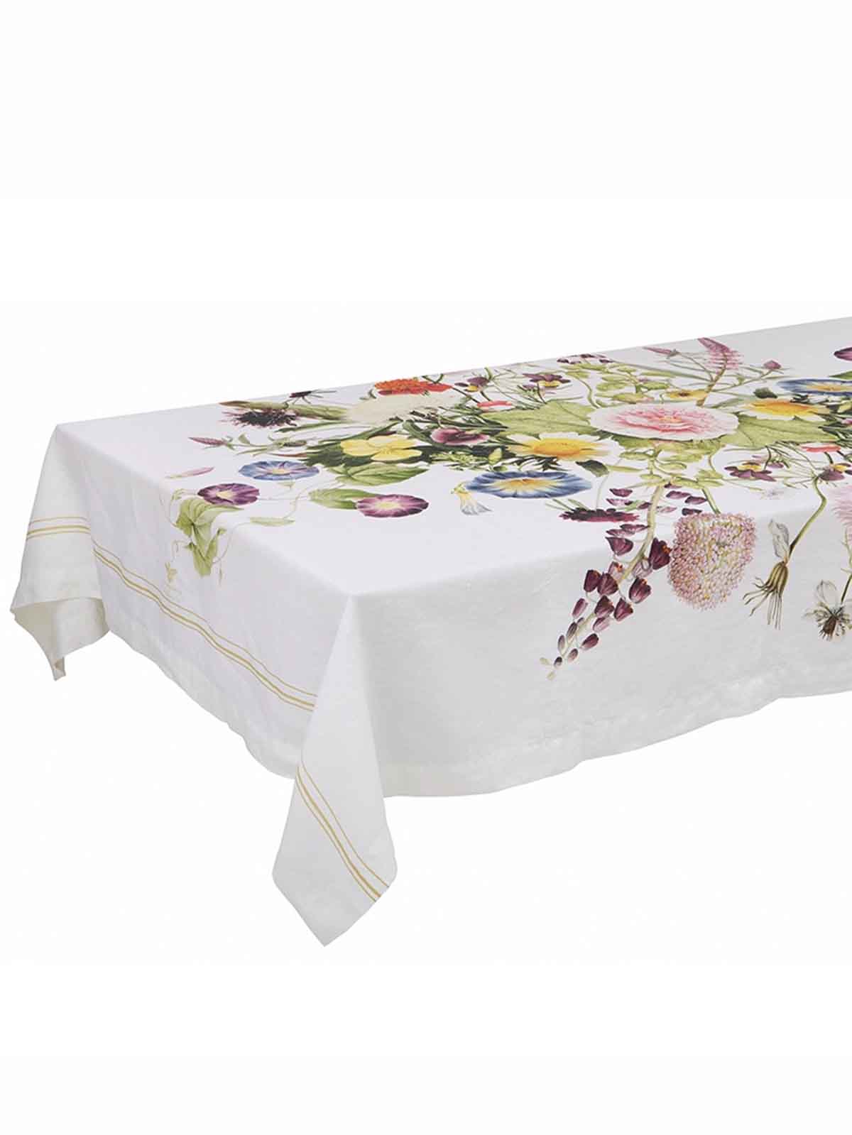 Dug i linned 145 x 220 cm - Flower garden