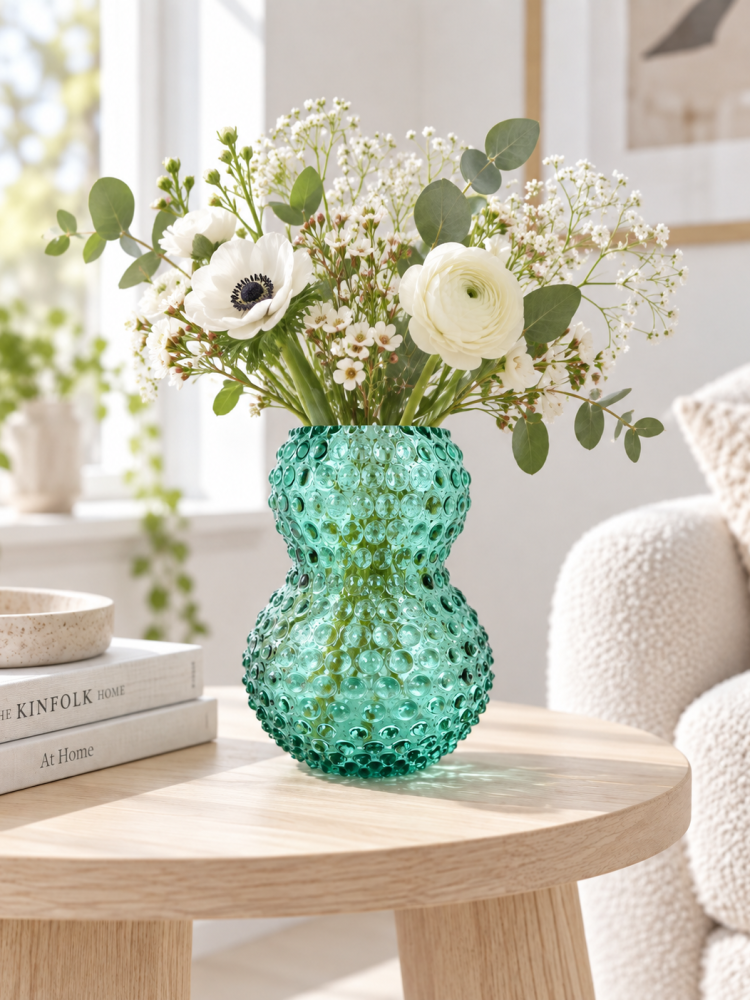 Stor Birdie vase (20 cm) i pindsvineglas - Beryl