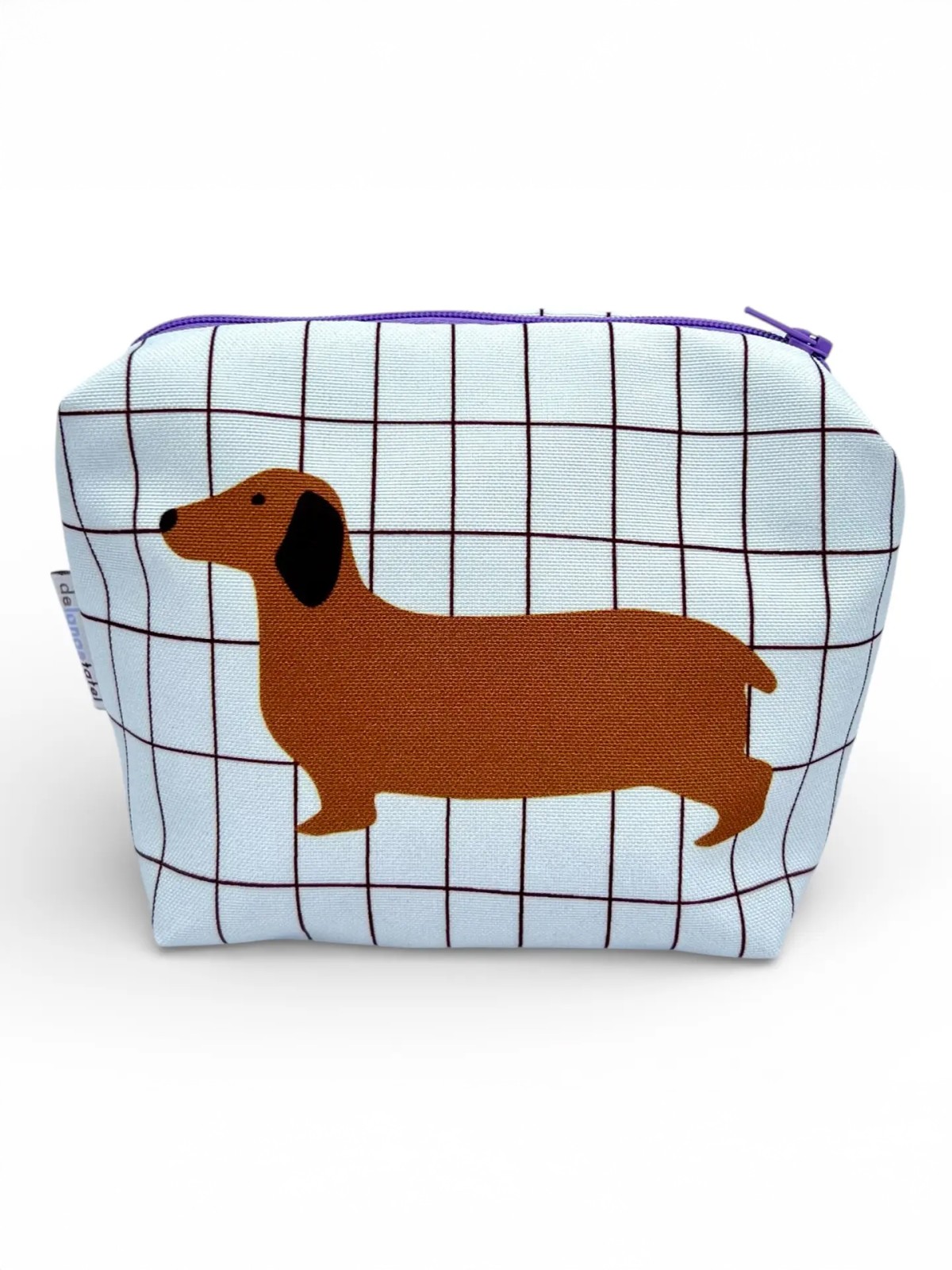 Make-up pung (12 x 8 x 8,5) - Creme med tern og gravhund
