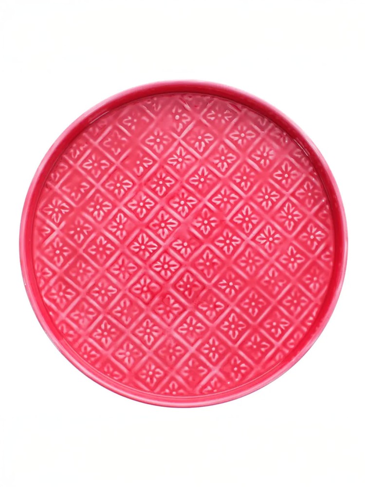Rund emalje bakke (30 cm) - Pink