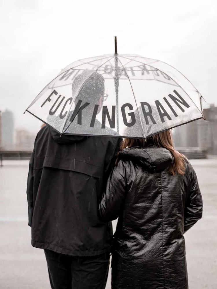 Paraply - "Fucking Rain" - Gennemsigtig - Billede 2