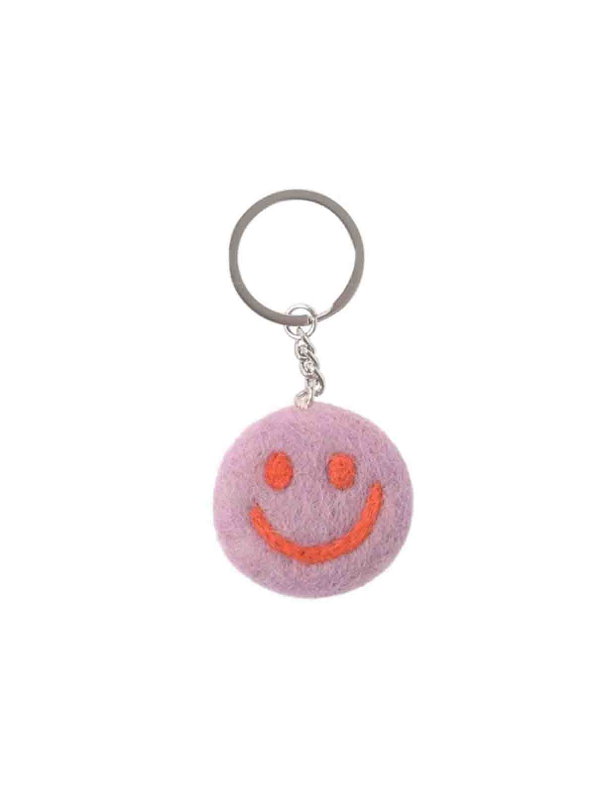 Nøglering - Lyserød smiley