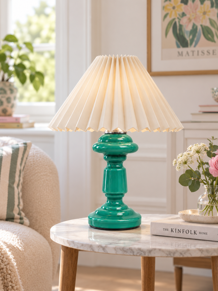 Bordlampe opalglas "Petro 1" (33 cm) - Turkis grøn - Billede 2