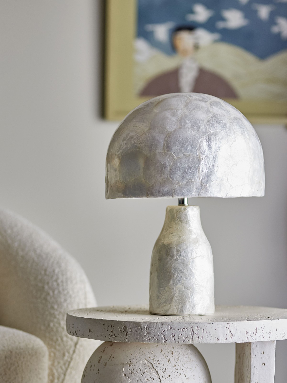 Bordlampe "Adria" i capiz-skal - Hvid