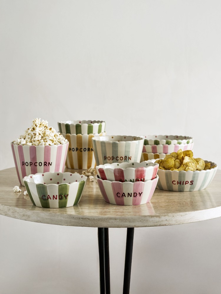 Skål "CHIPS" - Lyserød stribet - Billede 3