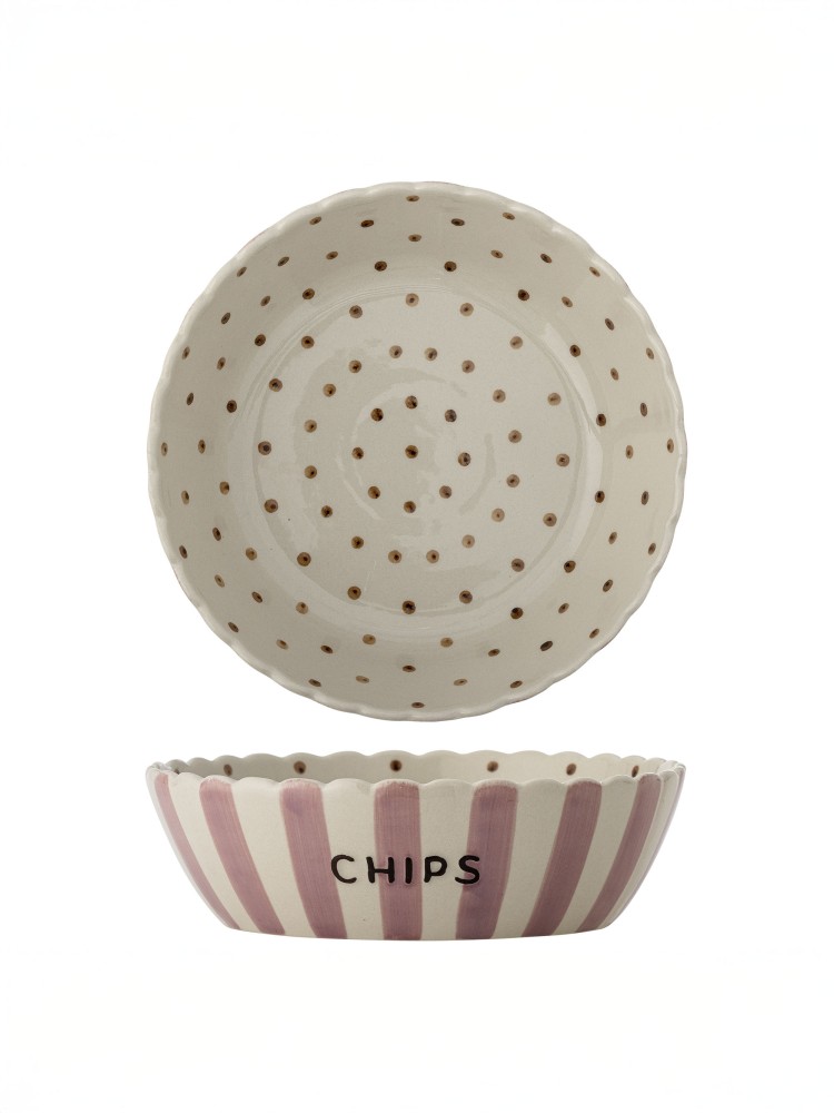 Skål "CHIPS" - Lyserød stribet - Billede 2