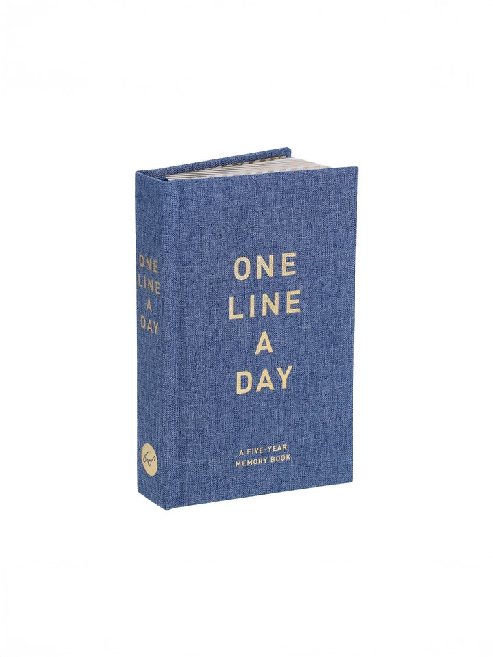 One Line a Day bog - Linned blå denim - Billede 3
