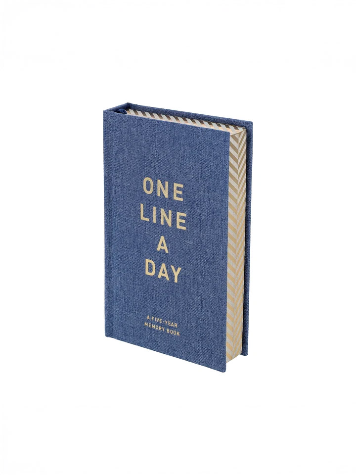 One Line a Day bog - Linned blå denim