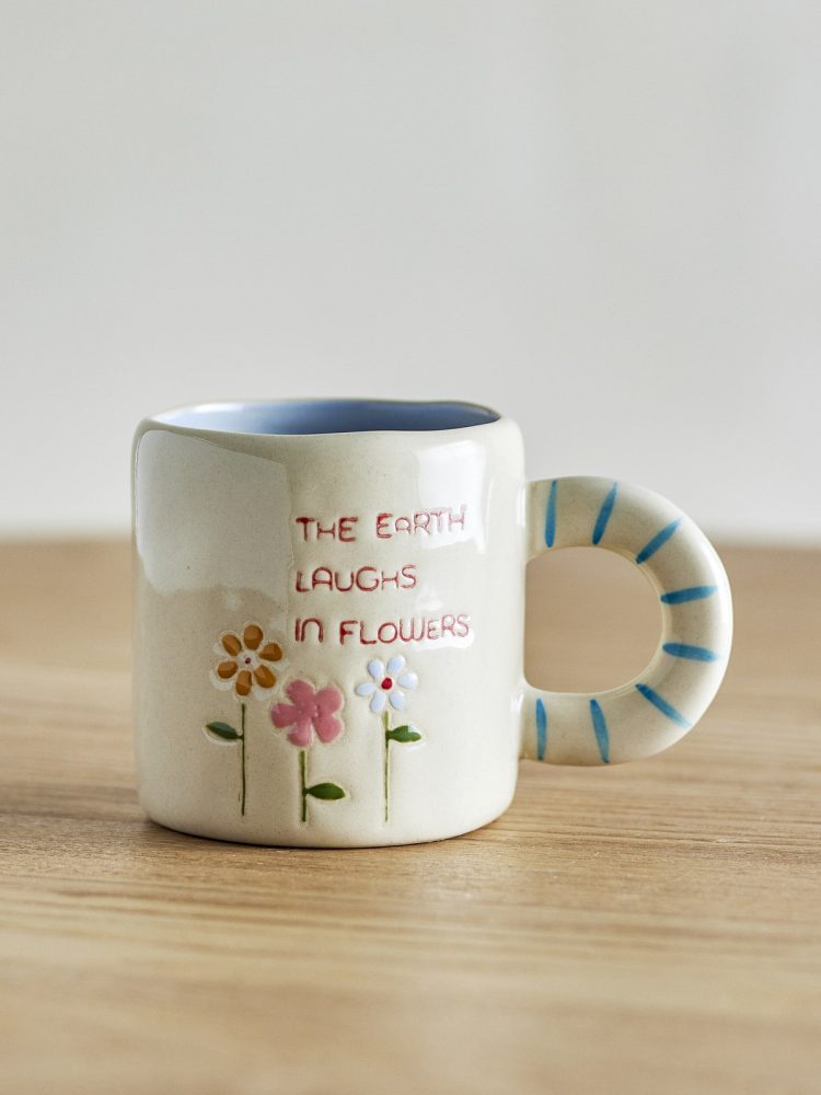 Kop "Cloudy" med blomstermotiv - Hvid