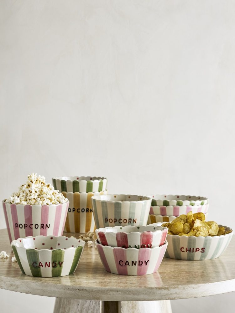 Skål "POPCORN" - Lyserød stribet - Billede 4