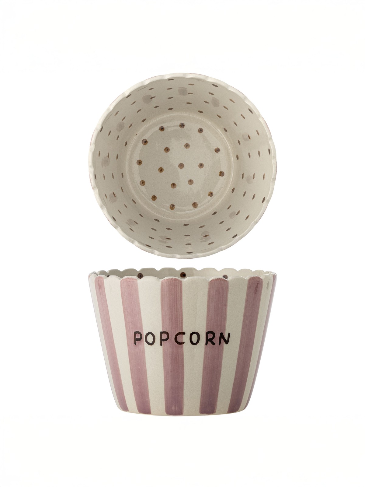 Skål "POPCORN" - Lyserød stribet