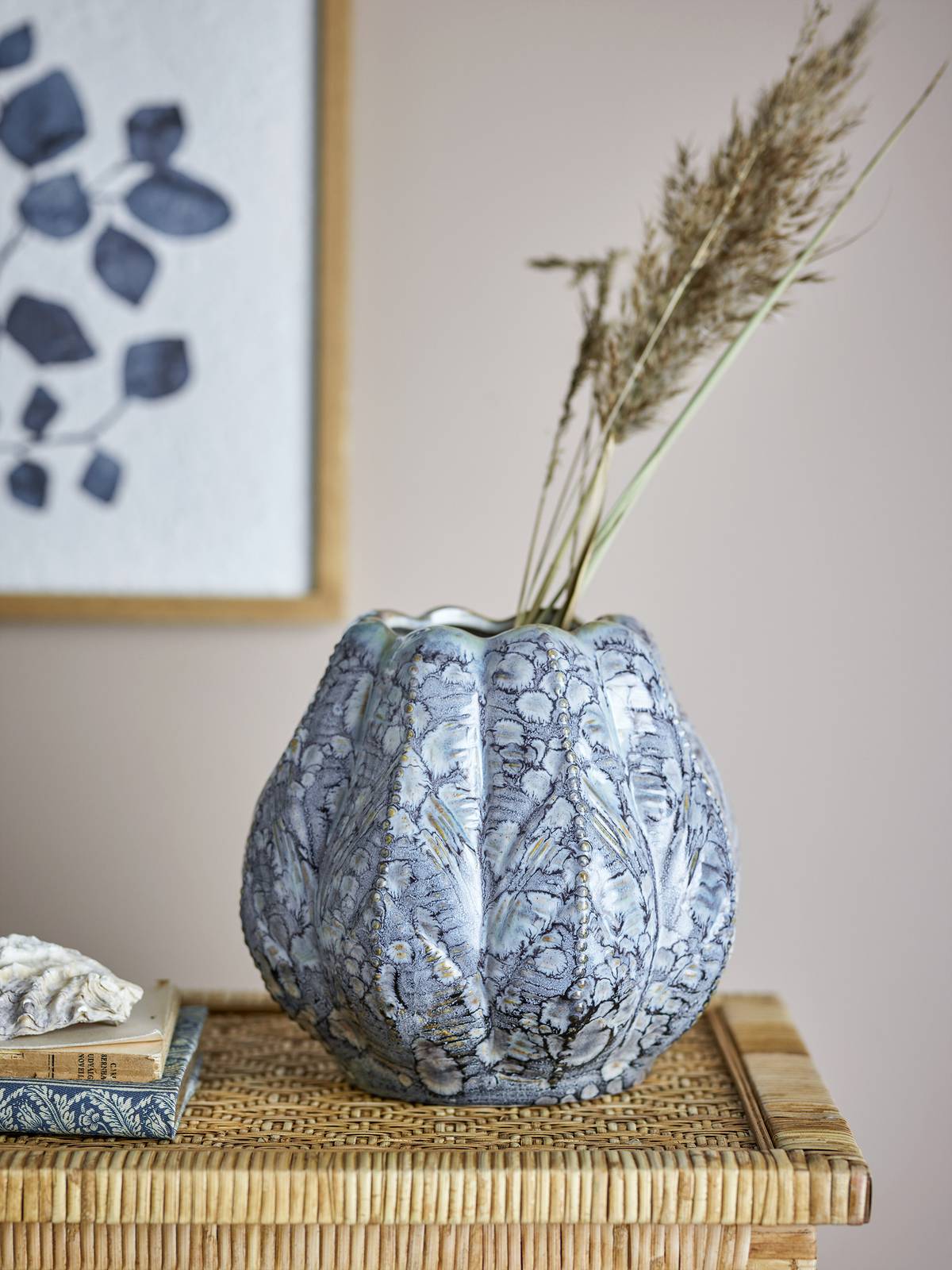 Vase "Hetty" blomstret form - Blå