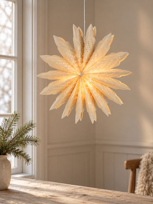 Alternative view of Stjerne i papir - "Polaris" - Offwhite