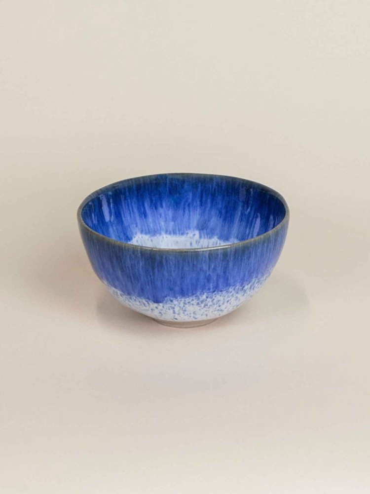 Morgenmads skål 15x15 cm - Hvid med lyseblå