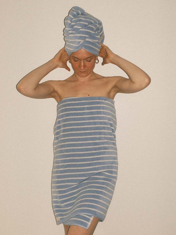 Håndklæde "Lino" – Stribet i ocean blue - Billede 5