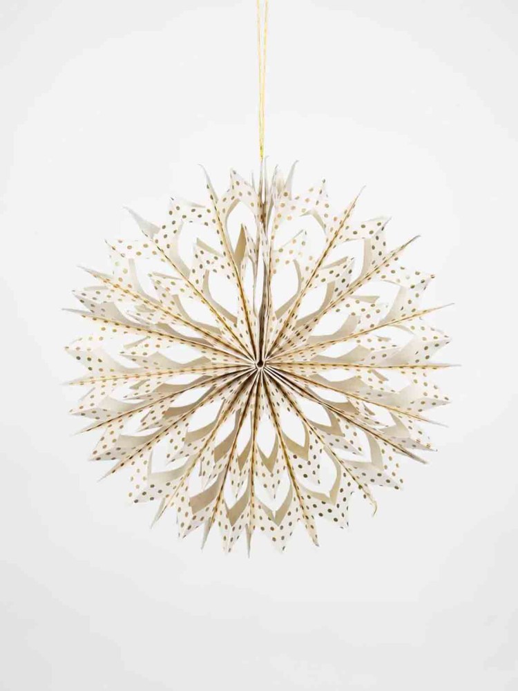 Stjerne i papir - "Nova" (22 cm) - Offwhite med guld