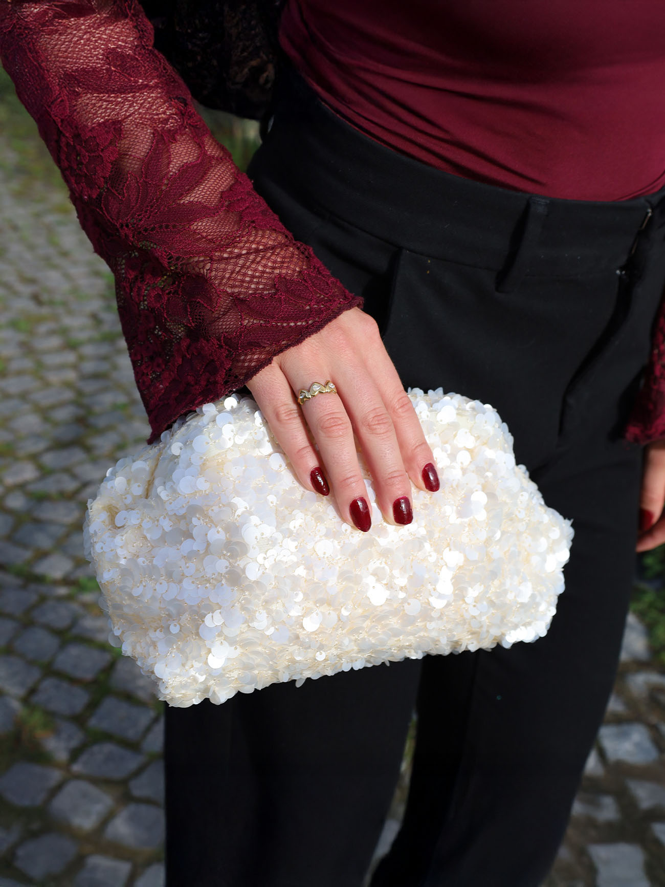 Clutch "Thea" - Paillet råhvid - Billede 2