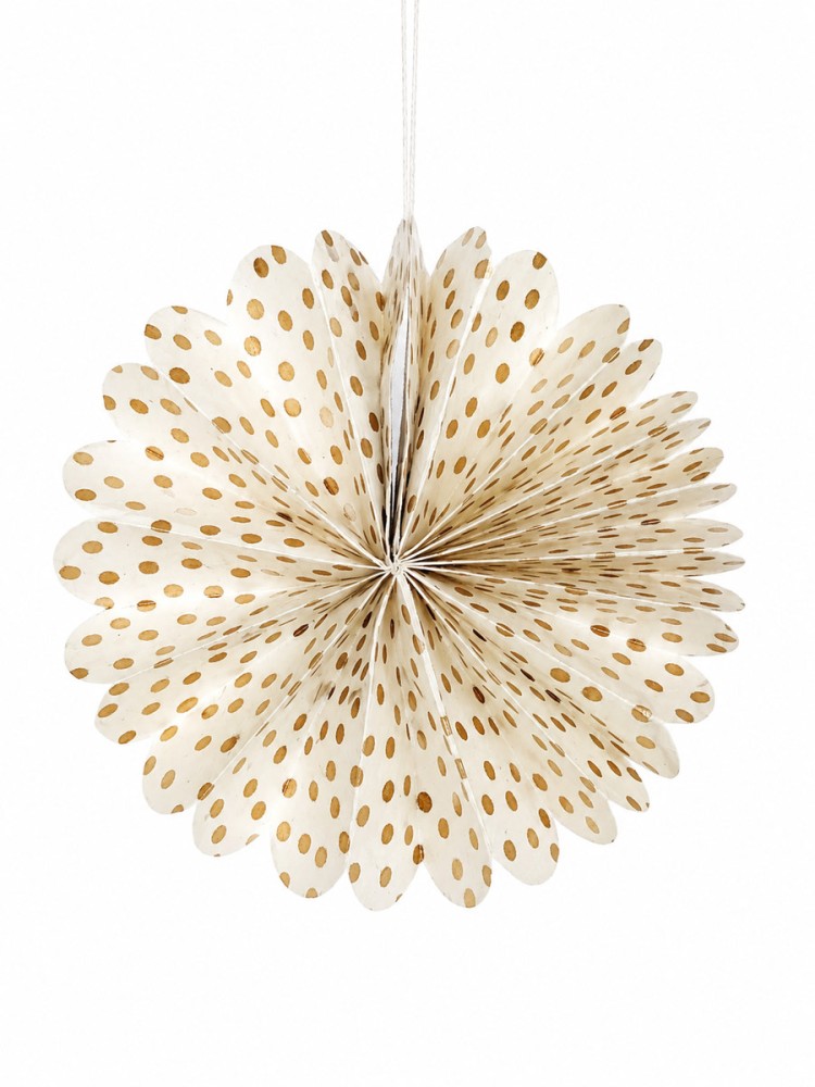 Ophæng i papir (2 stk) - "Fold Christmas" Offwhite med guldprikker - Billede 3