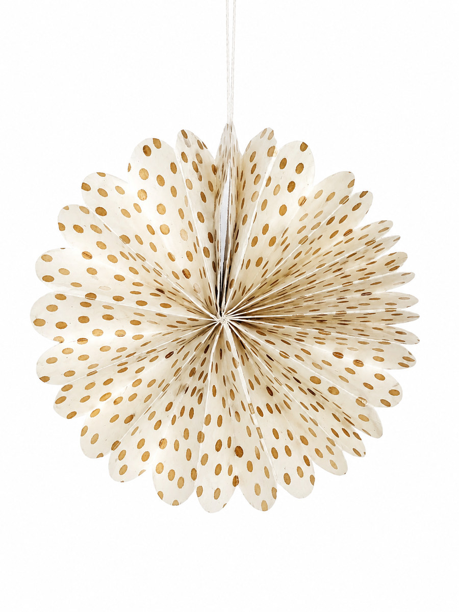 Ophæng i papir (2 stk) - "Fold Christmas" Offwhite med guldprikker - Billede 3