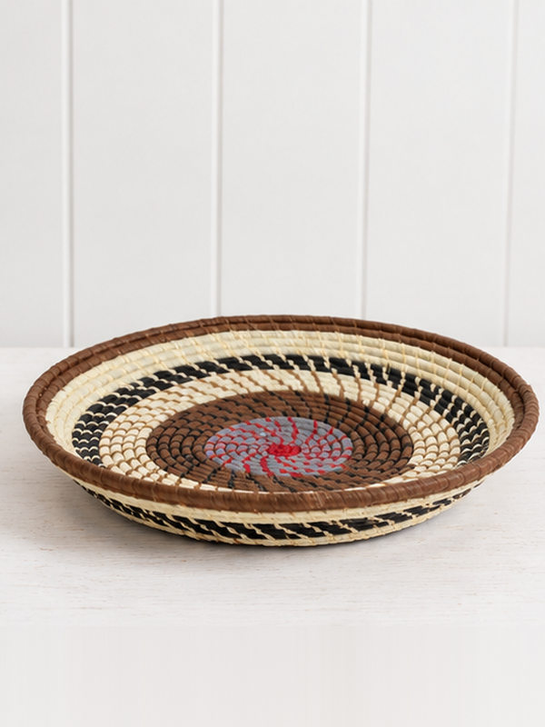 Brødkurv "RAFFIA CIRCLE" 30 x 4 cm i brun