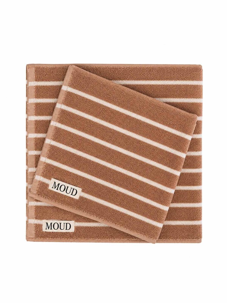 Håndklæde "Lino" – Stribet i Clay Brown