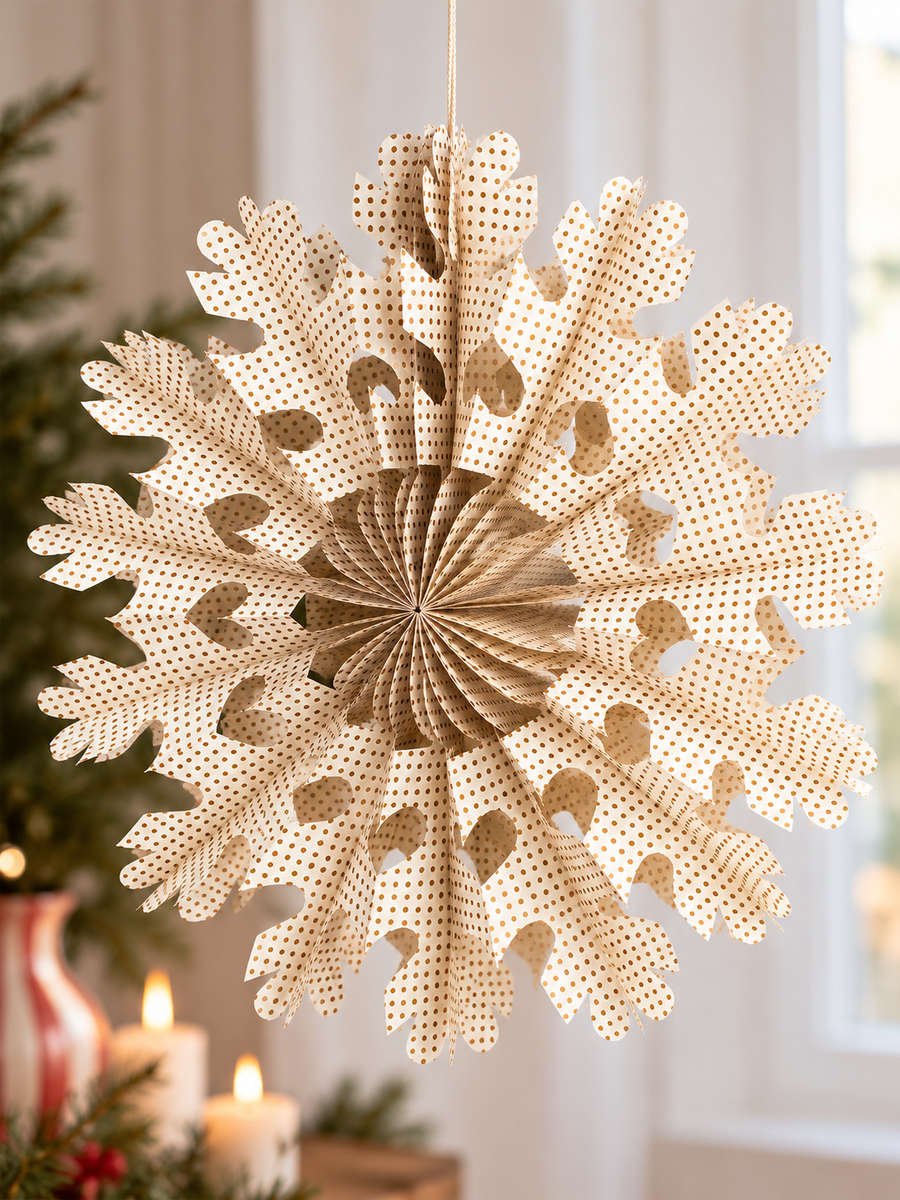 Alternative view of Stjerne i papir - "Nova" (22 cm) - Offwhite med guld