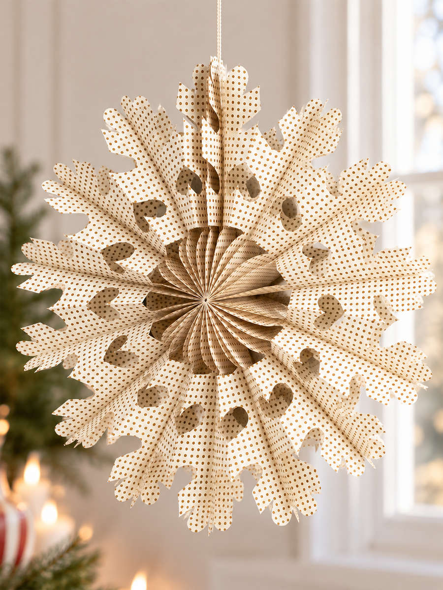 Stjerne i papir - "Nova" (22 cm) - Offwhite med guld - Billede 3